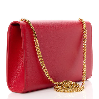 Saint Laurent Grain De Poudre Medium Classic Monogram Kate Tassel Satchel Lipstick Red 3 of 11