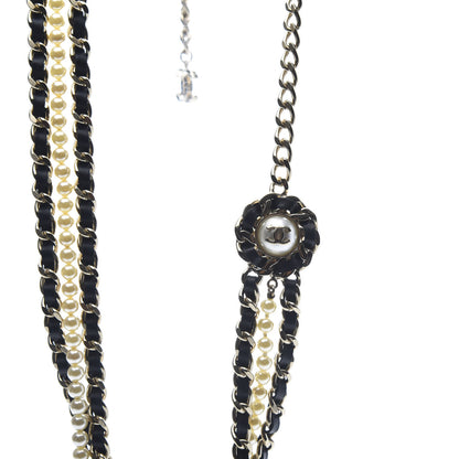 Chanel Pearl Calfskin CC Chain Necklace Black Gold 5 of 6