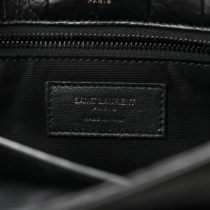 Saint Laurent Crocodile Embossed Lambskin Monogram Medium Niki Chain Satchel Black 6 of 10