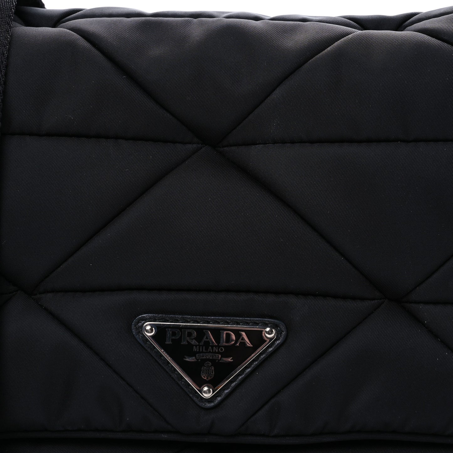 Re-Nylon Quilted Padded Flap Shoulder Bag Black