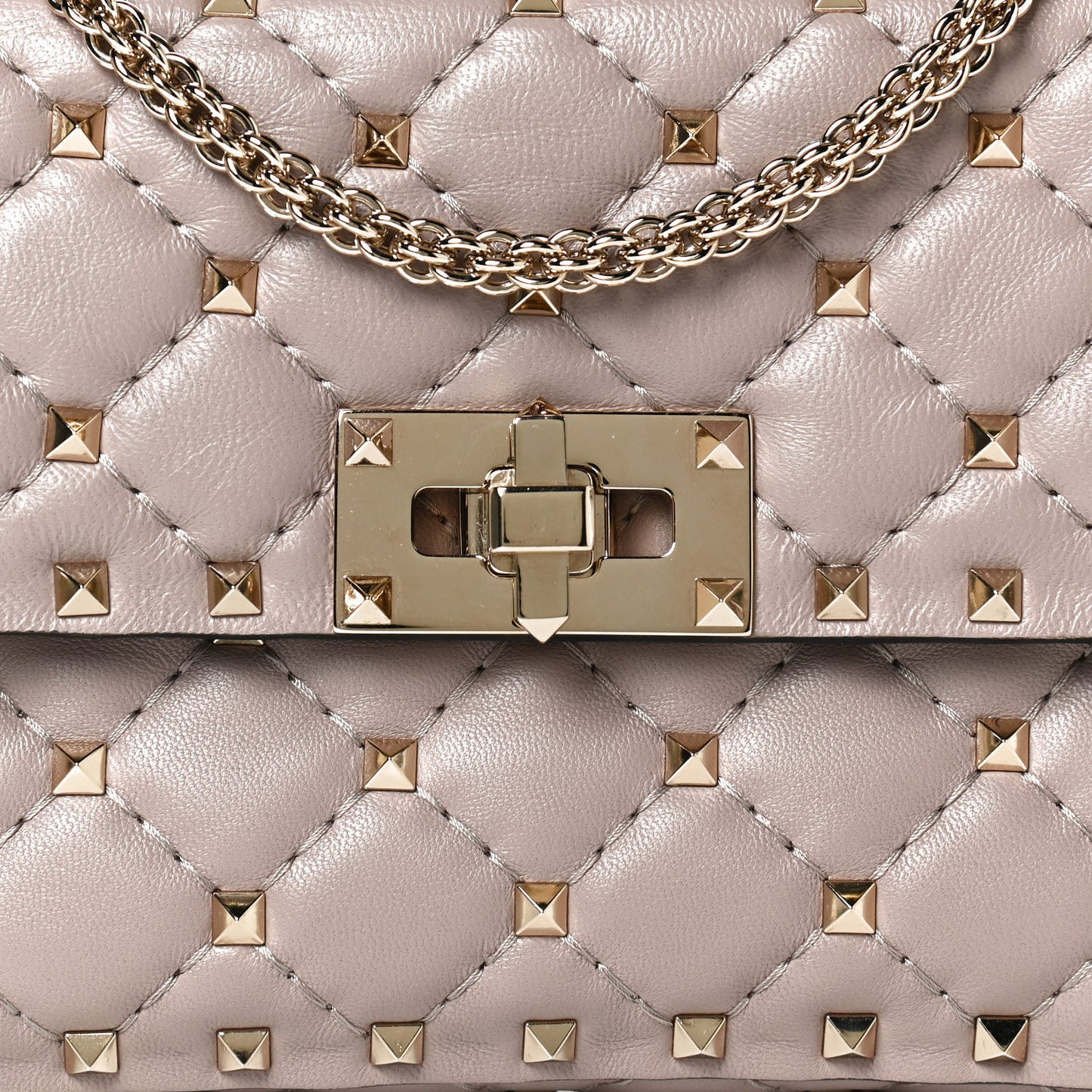Nappa Small Rockstud Spike Shoulder Bag Poudre
