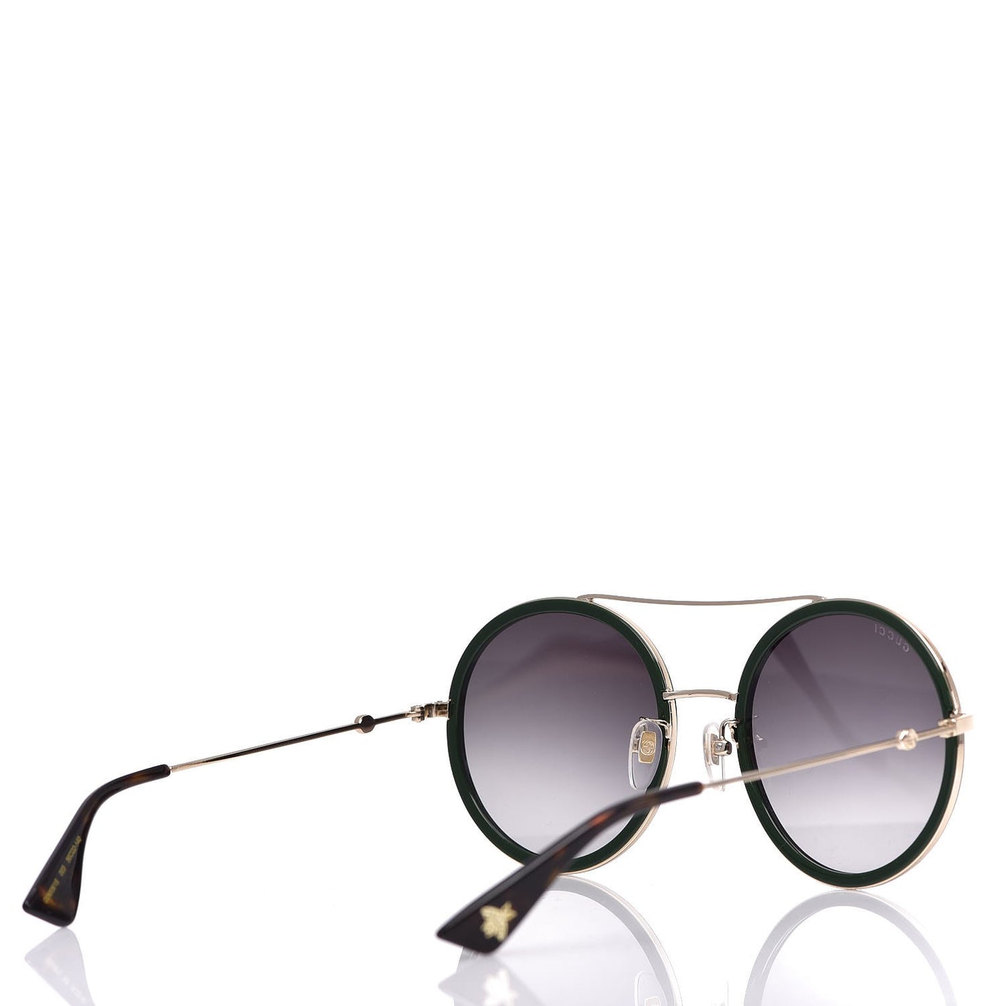 Round Frame Sunglasses GG0061S Gold Green
