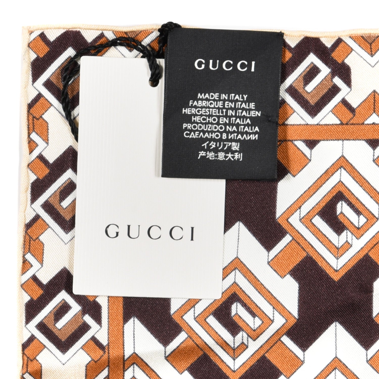 Gucci Silk Geometric G Print Square Scarf Beige Ebony 3 of 3