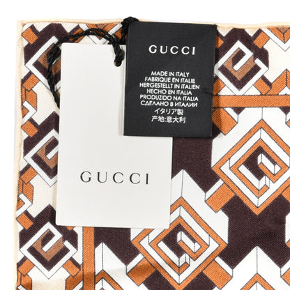 Gucci Silk Geometric G Print Square Scarf Beige Ebony 3 of 3