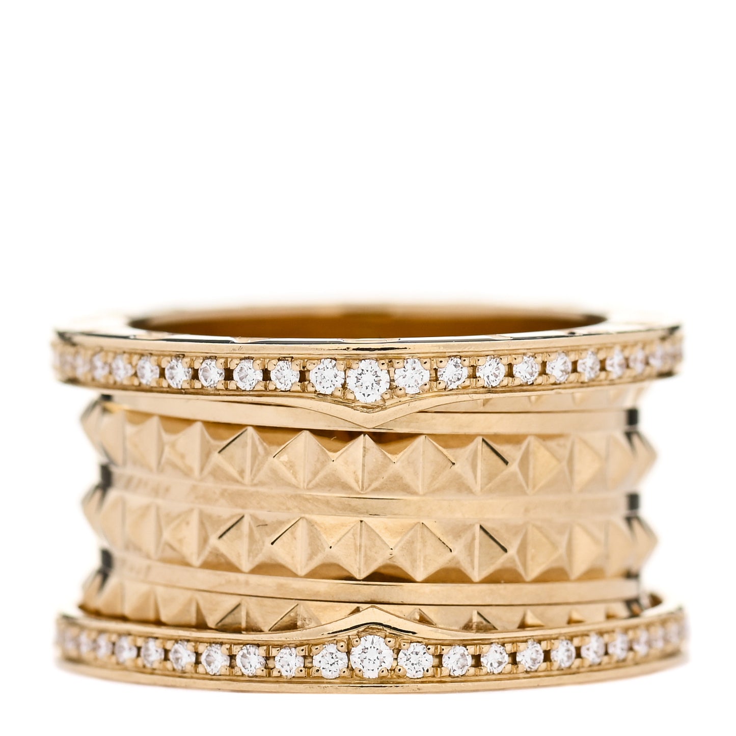 18K Yellow Gold Diamond B.Zero1 Rock Four-Band Pave Ring 54 6.75
