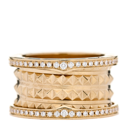 Bulgari 18K Yellow Gold Diamond B.Zero1 Rock Four-Band Pave Ring 54 6.75 1 of 7