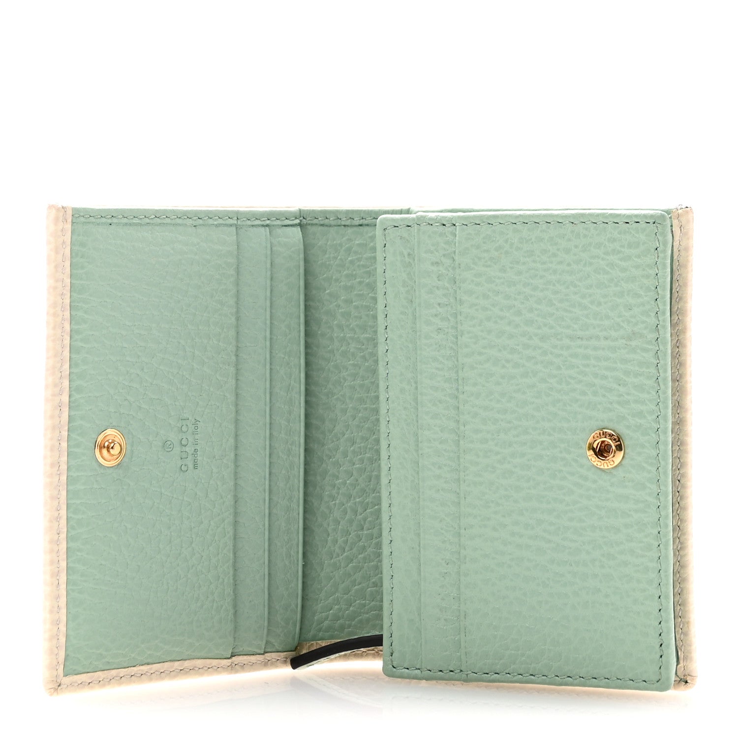 Gucci Dollar Calfskin Bi- Color GG Marmont Card Case Oatmeal Light Green 5 of 9