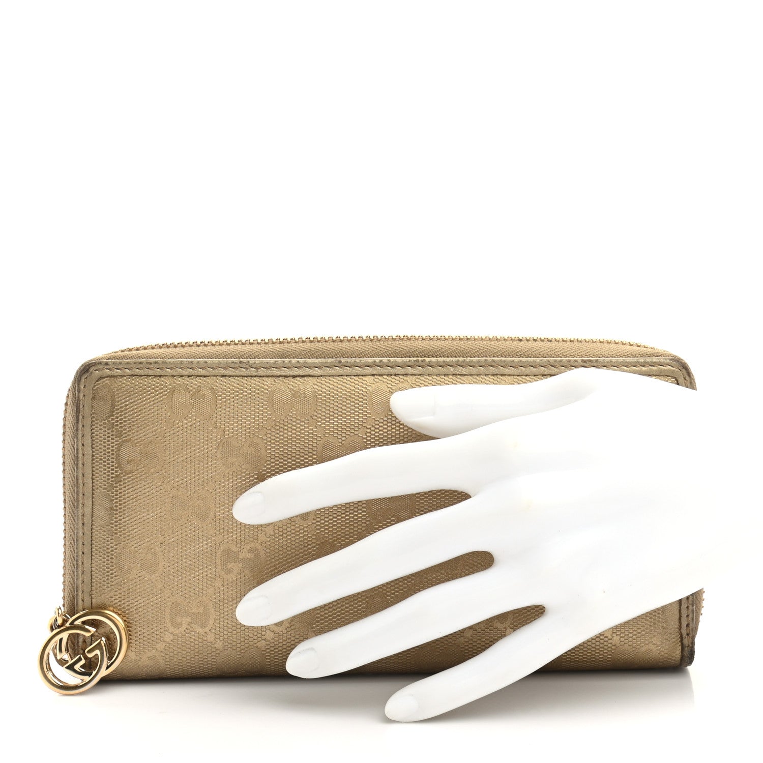 Gucci Imprime Monogram GG Pierce Zip Around Wallet Gold 2 of 14