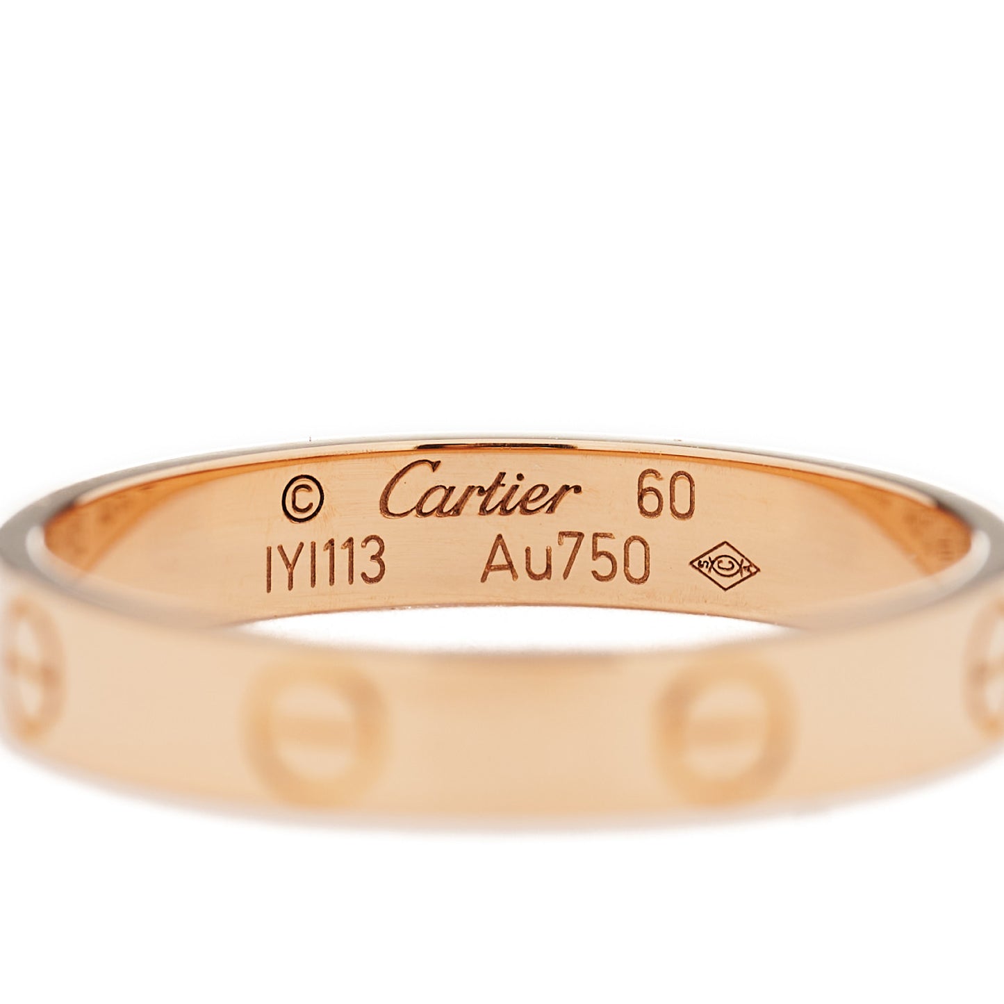 18K Pink Gold 3.5mm LOVE Wedding Band Ring 60 9