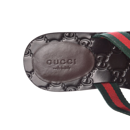 Gucci Nylon Calfskin Web GG Monogram Womens Thong Sandals 37 Green Red Cocoa 9 of 10