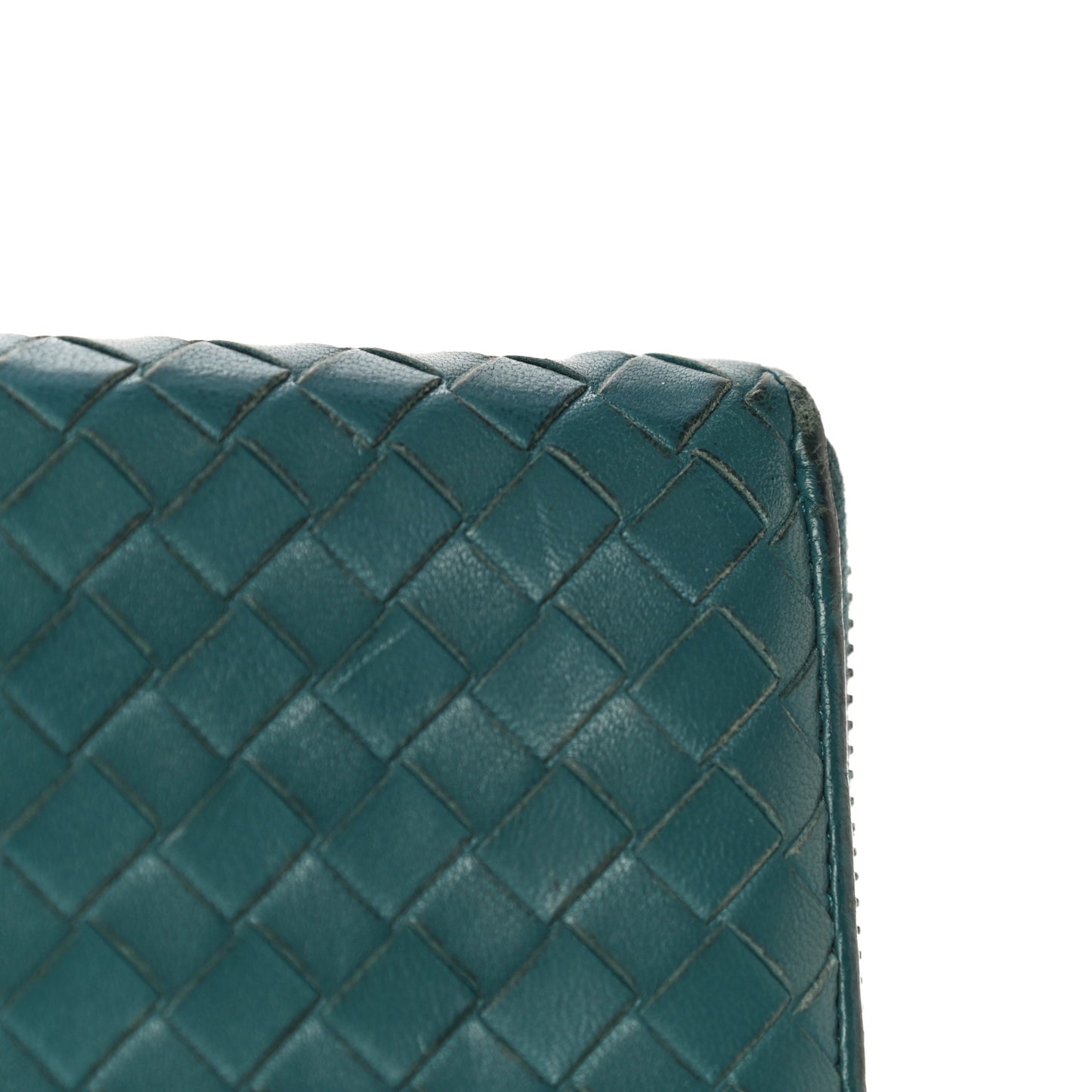 Nappa Intrecciato Zip Around Coin Purse Lagoon