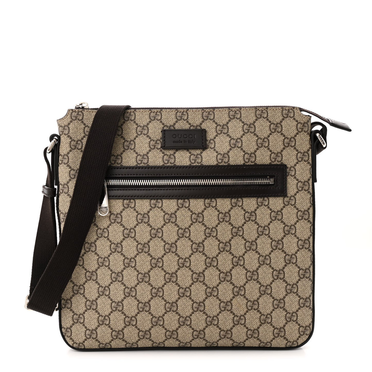 GG Supreme Monogram Medium Flat Messenger Bag Beige Brown