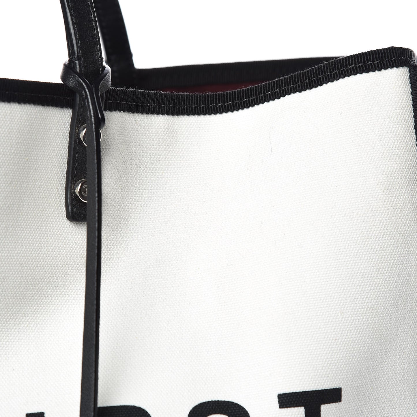 Canvas Calfskin Large Let's Demonstrate Tote White Black