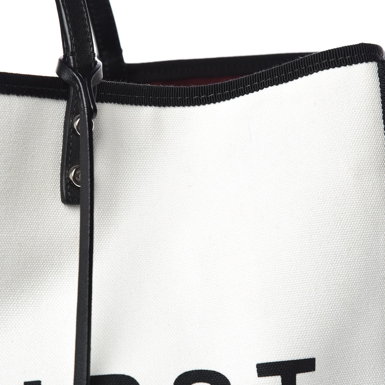 Chanel Canvas Calfskin Large Let's Demonstrate Tote White Black 11 of 13