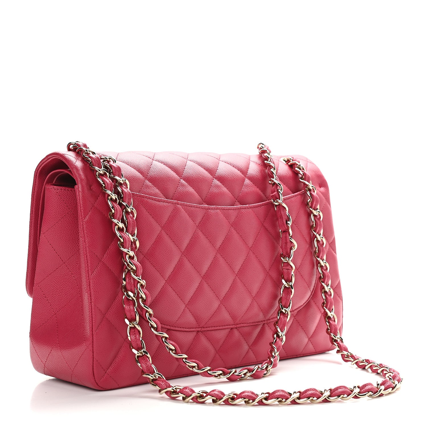 Chanel Caviar Quilted Jumbo Double Flap Dark Pink 3 of 9