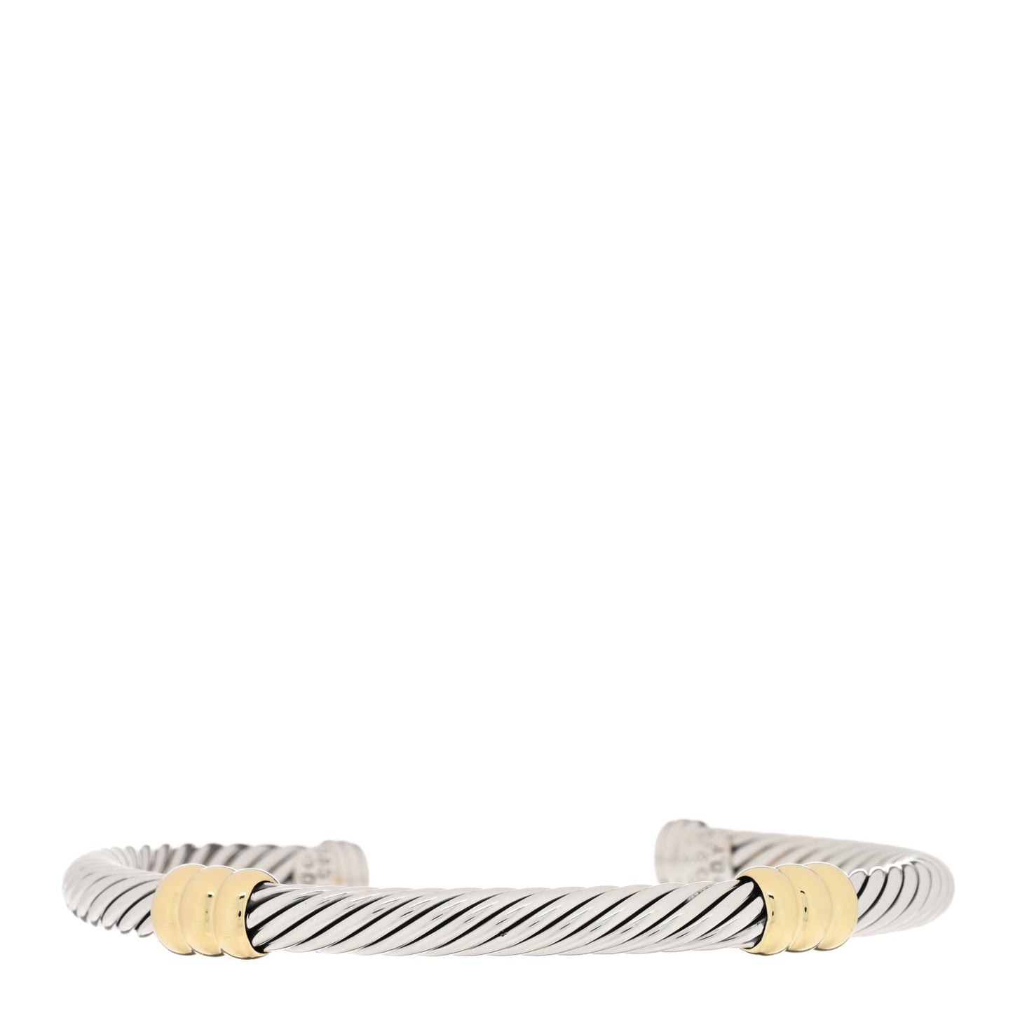 Sterling Silver 14K Yellow Gold 5mm Double Station Cable Classics Bracelet