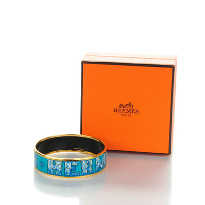 Hermes Enamel Printed Wide Alphabet Russe Bracelet 70 Turquoise Bleu Kaki Jaune 5 of 5