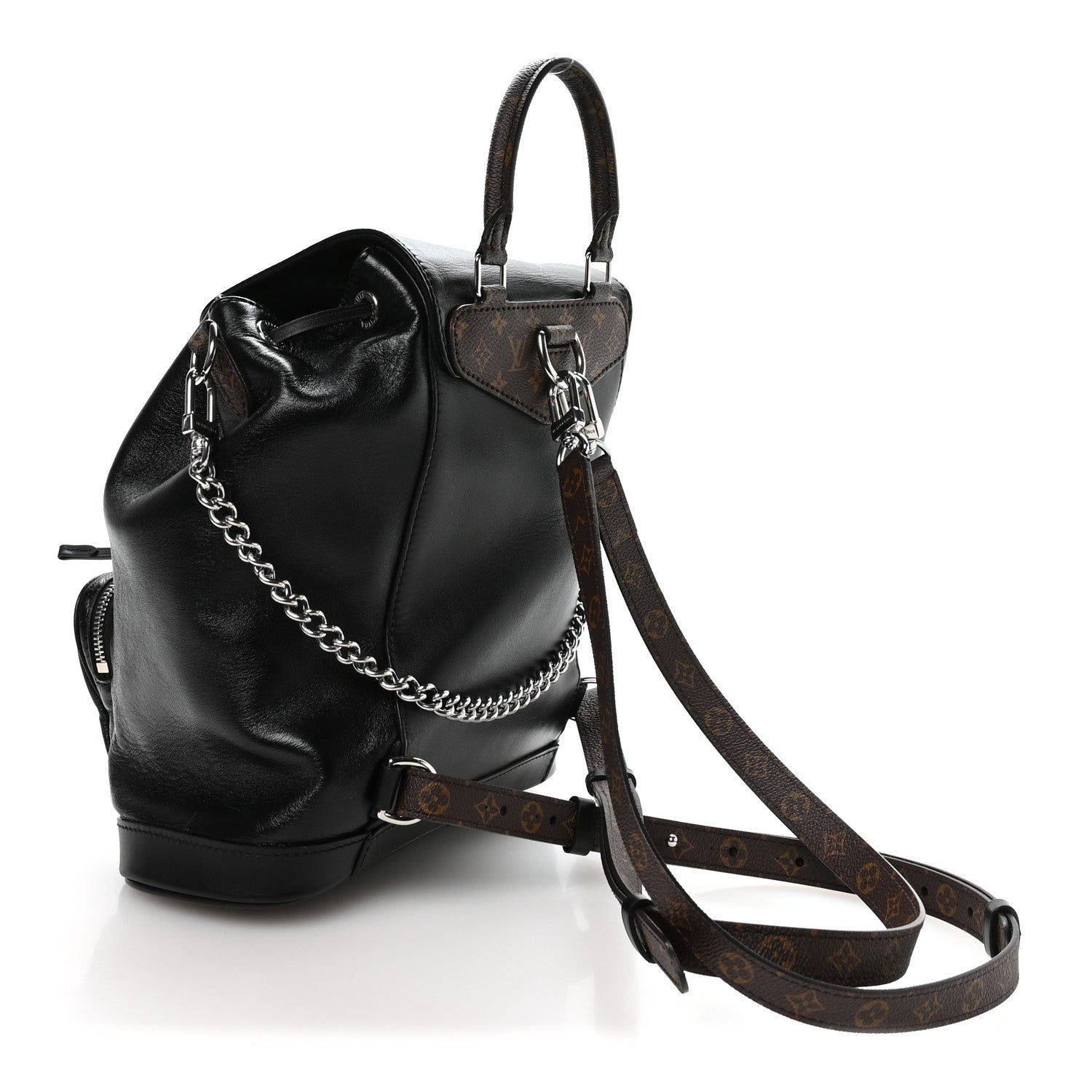 Louis Vuitton Lambskin Monogram Montsouris Vibe PM Black 3 of 9