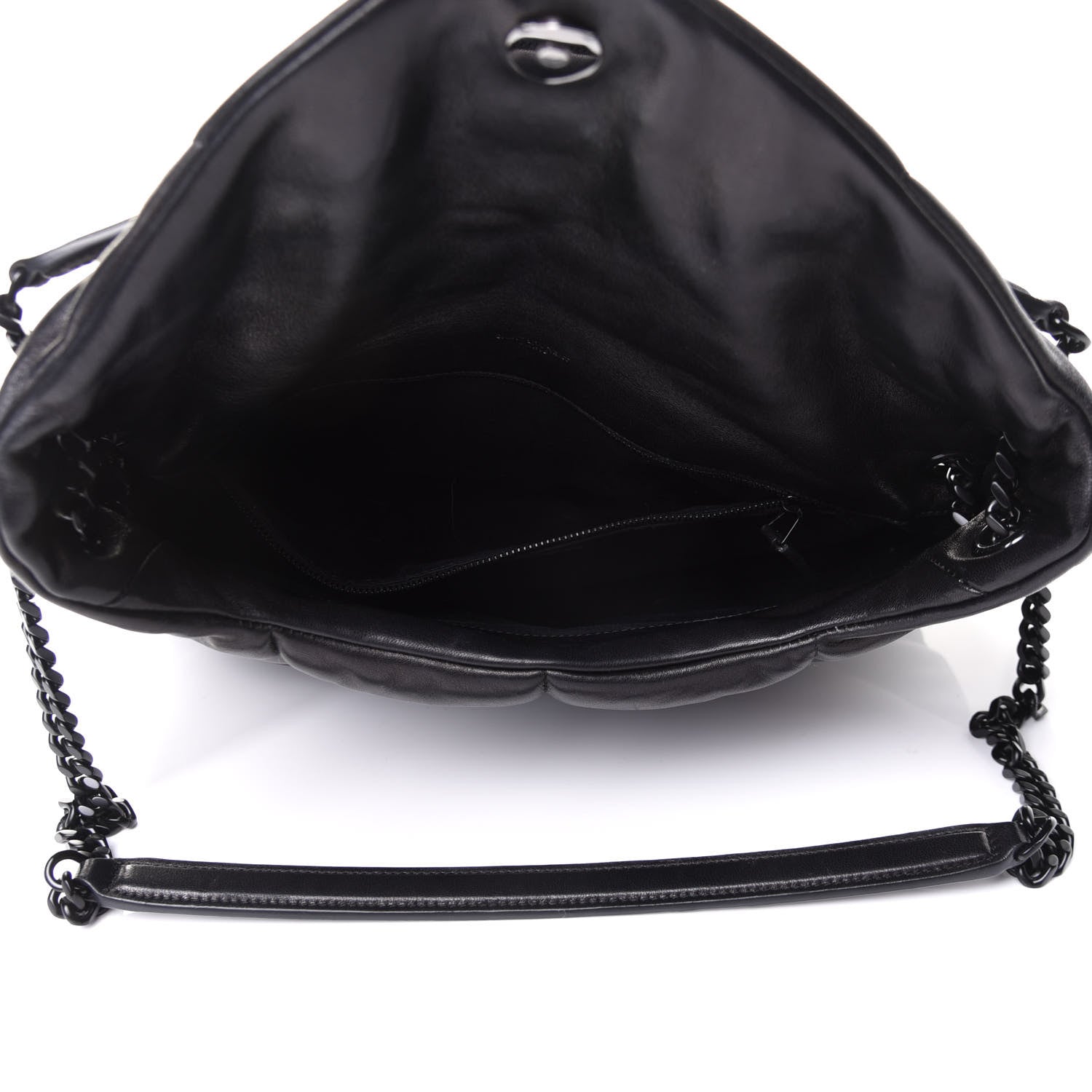 Saint Laurent Calfskin Quilted Medium Loulou Puffer Monogram Chain Satchel Black 5 of 10