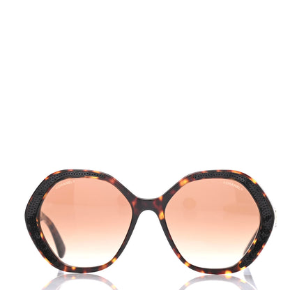 Chanel Acetate Sequin Round Sunglasses 5451-A Dark Tortoise 2 of 4