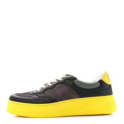 Gucci Calfskin Mesh GG Monogram Mens Chunky Sneakers 10 Black Purple 1 of 9