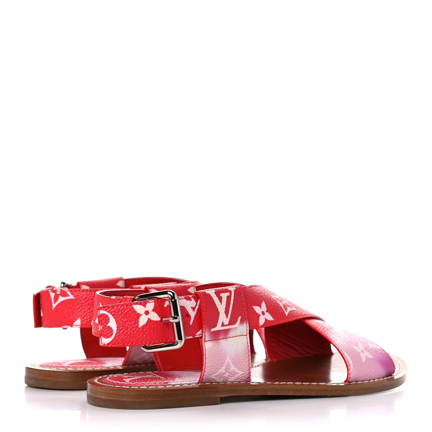 Monogram Escale Palma Flat Sandals 37 Rouge