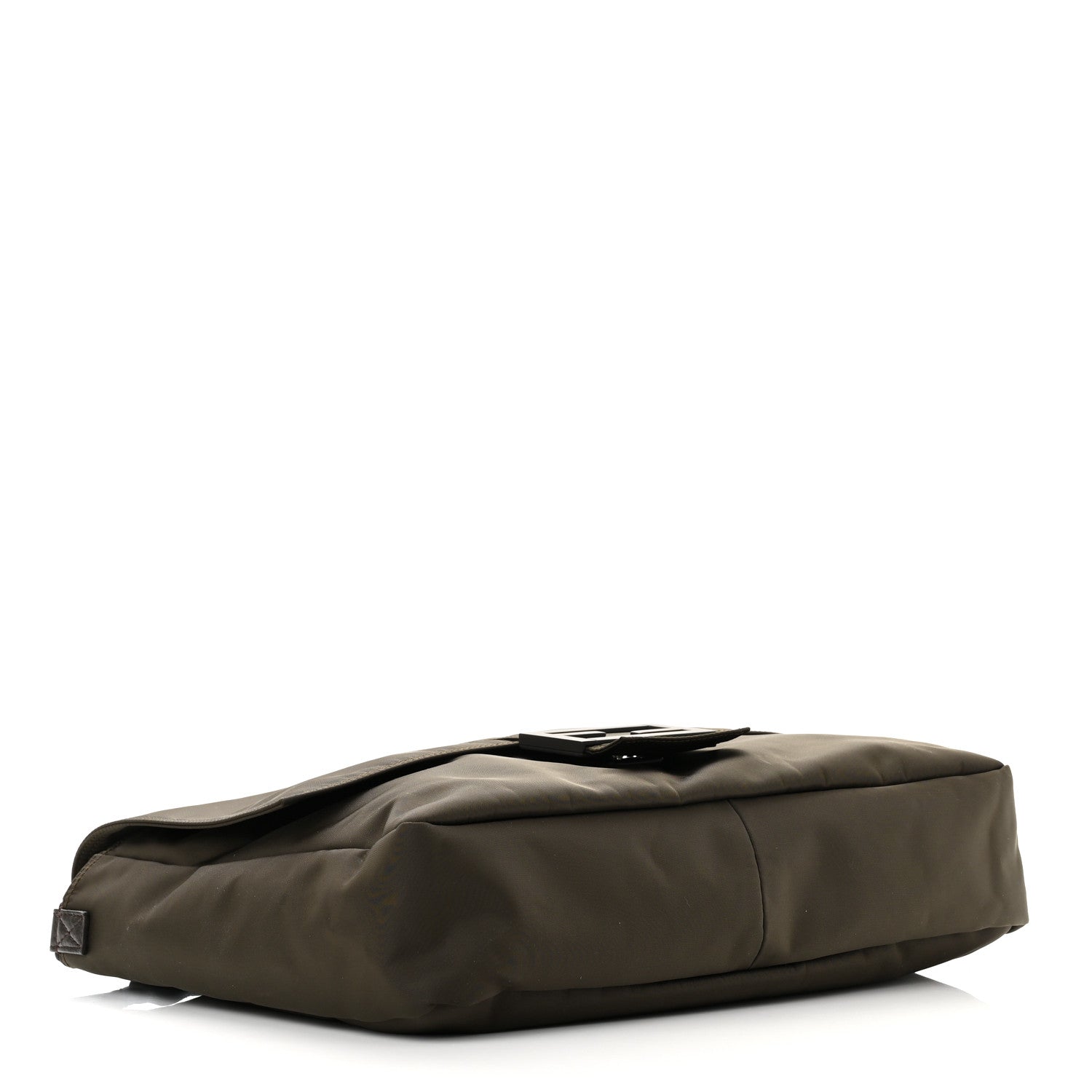 Fendi Econyl Nylon Cuoio Romano Monochrome Large Baguette Messenger Bag Ebano 4 of 10