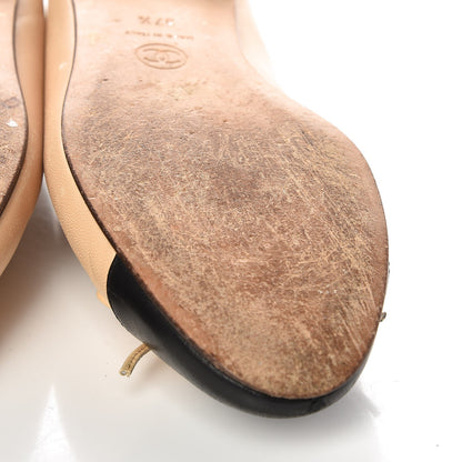 Chanel Lambskin Cap Toe Ballerina Ballet Flats 37.5 Beige Black 11 of 15