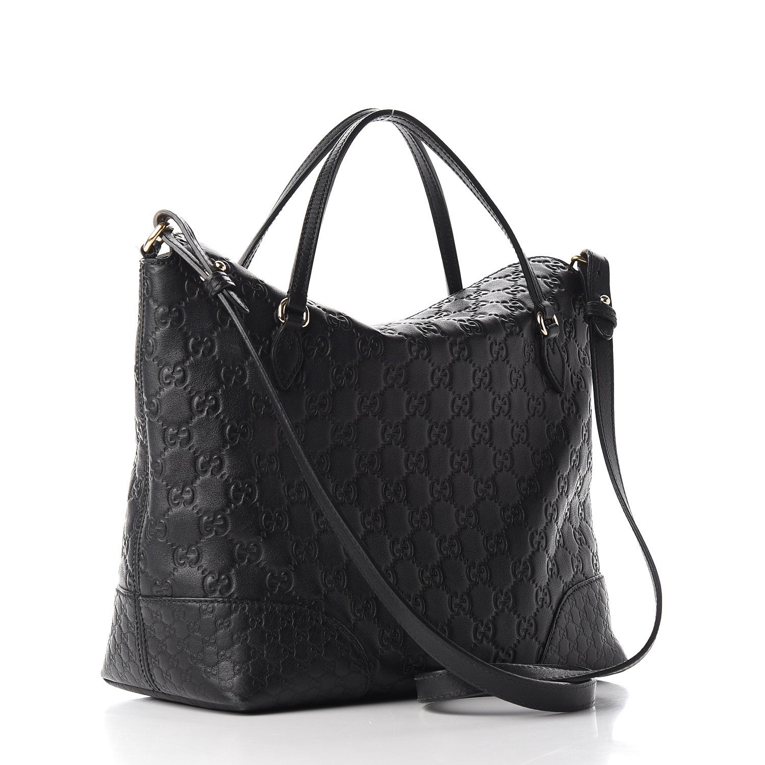 Gucci Guccissima Medium Bree Foldover Tote Black 2 of 9