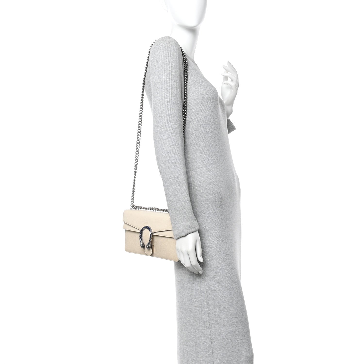 Gucci Dollar Calfskin Enamel Small Dionysus Shoulder Bag Mystic White Electric Blue 2 of 10