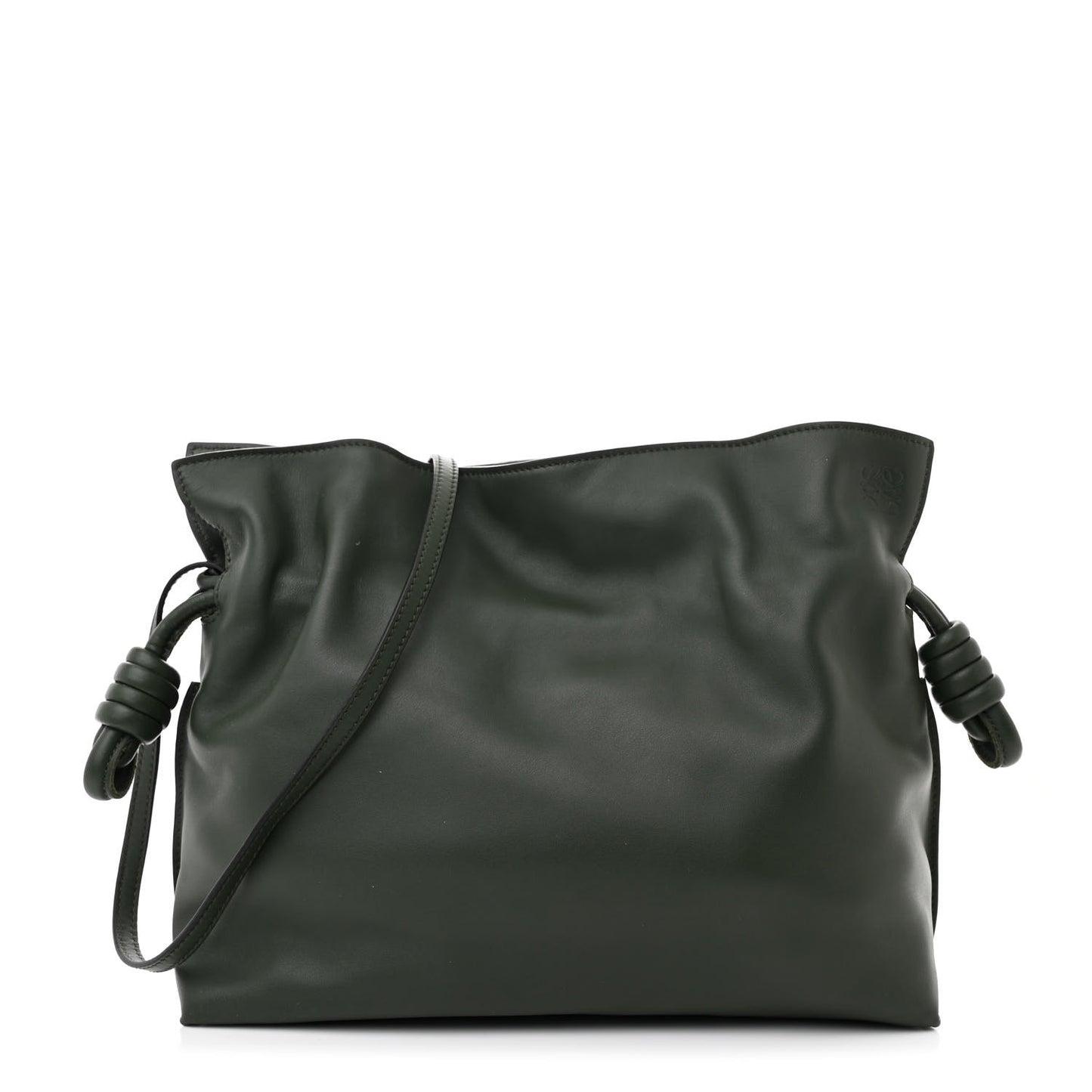 Calfskin Flamenco Knot Clutch Vintage Khaki
