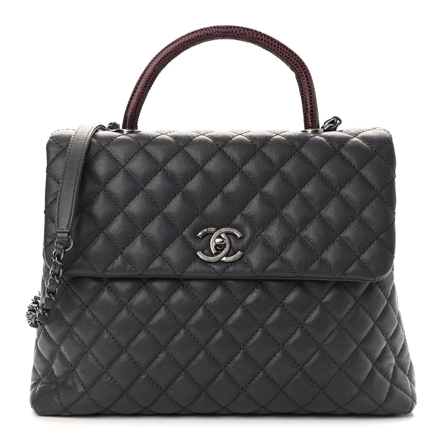 Chanel Caviar Lizard Quilted Large Coco Handle Flap Grey 1 of 9