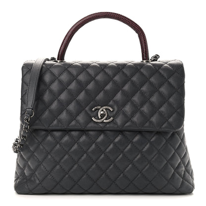 Chanel Caviar Lizard Quilted Large Coco Handle Flap Grey 1 of 9