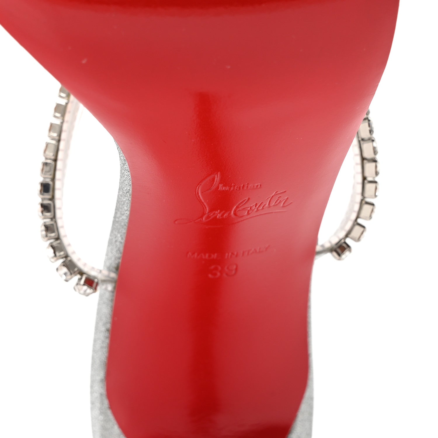 Christian Louboutin PVC Crystal Just Queen 100 Sandals 39 Silver