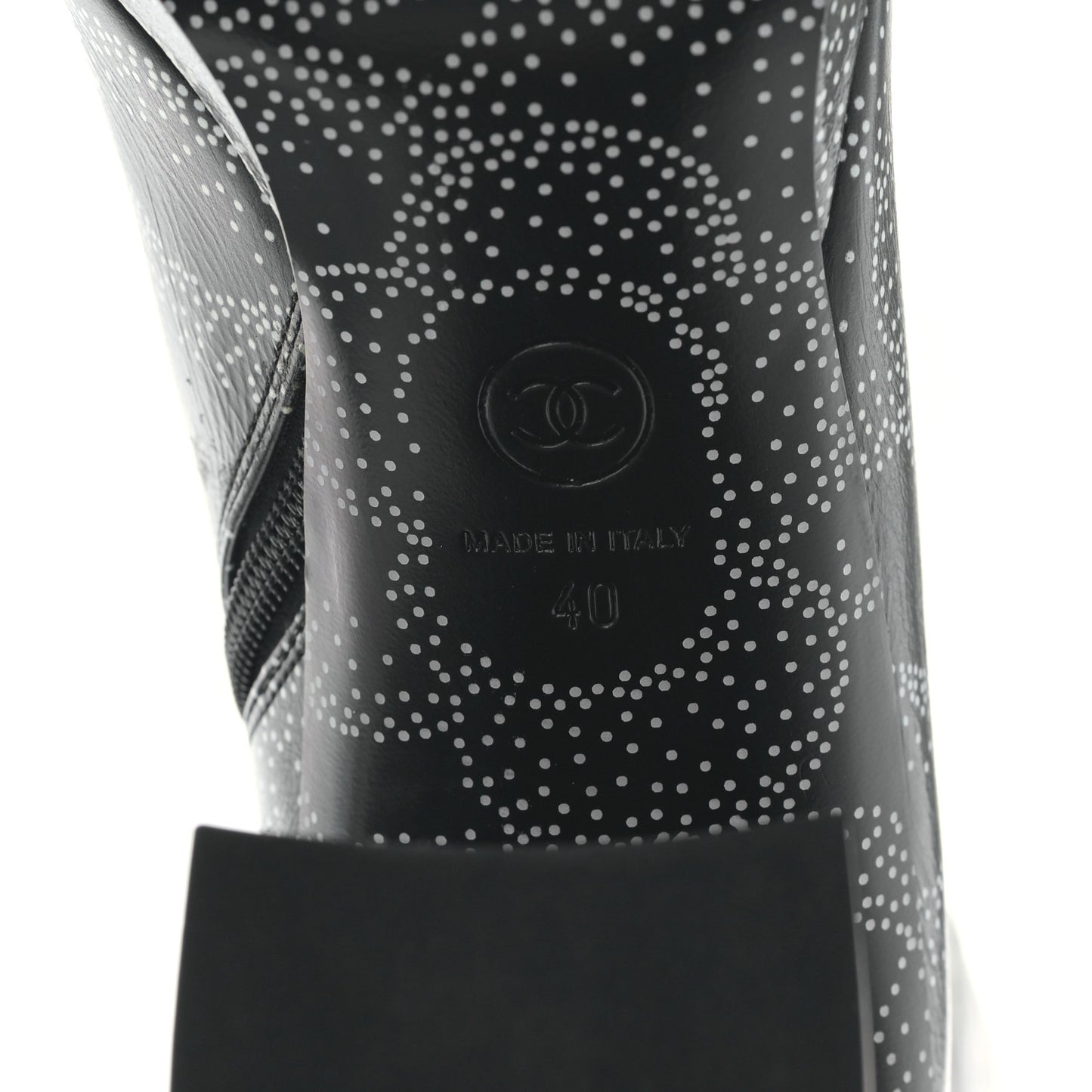 Calfskin Camellia Printed High Boots 40 Black White