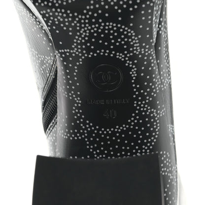 Chanel Calfskin Camellia Printed High Boots 40 Black White 6 of 8