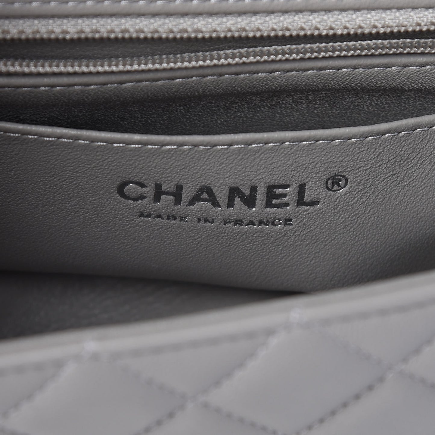 Lambskin Quilted Mini Rectangular Flap Grey