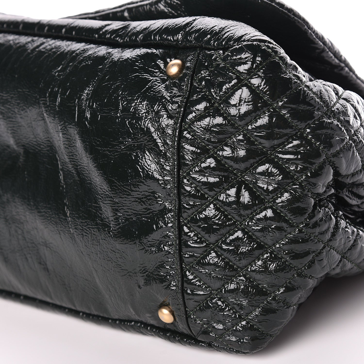 Chanel Vinyl Rock and Chain XL Flap Dark Green 6 of 13