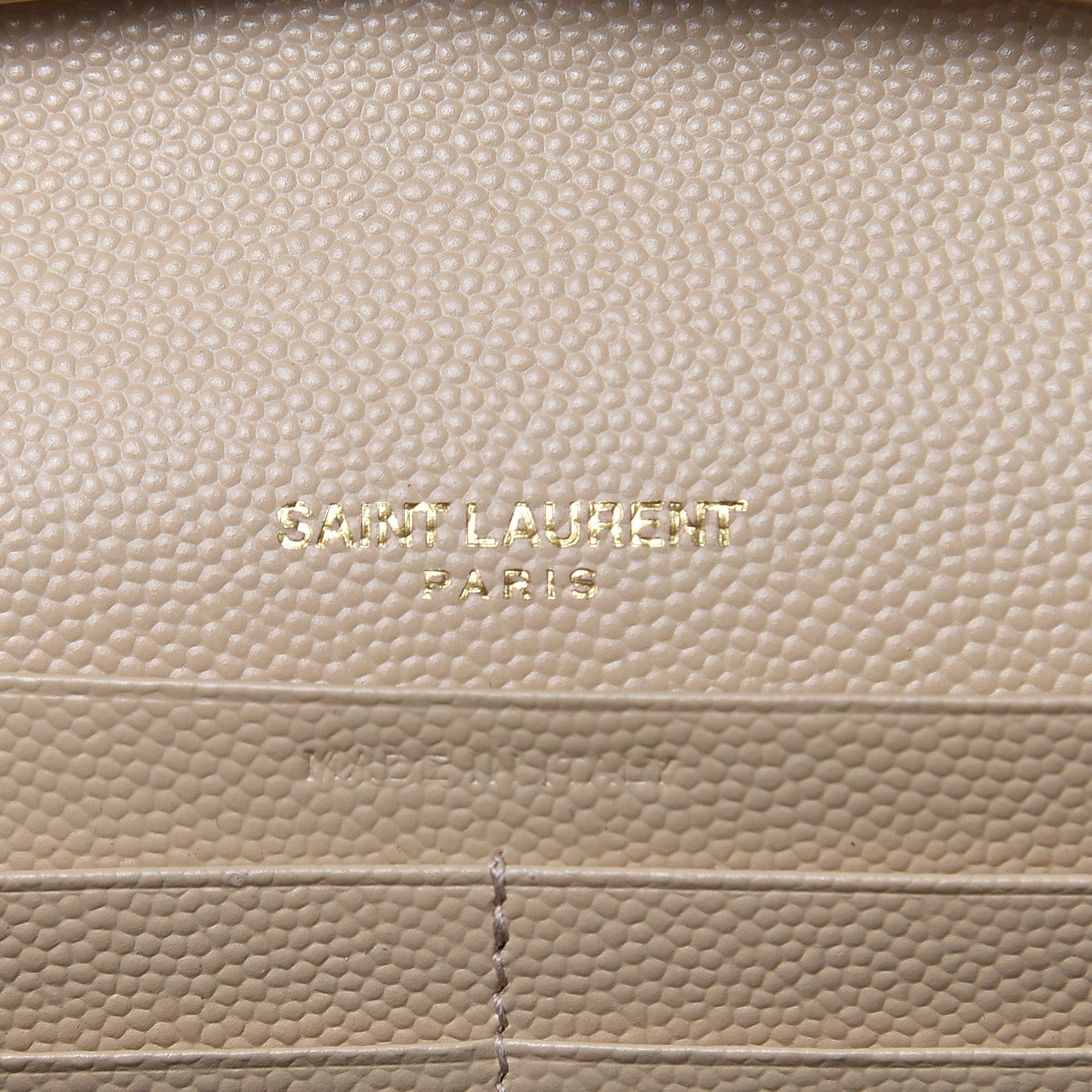Saint Laurent Grain De Poudre Matelasse Chevron Monogram Chain Wallet Nude Powder 6 of 8