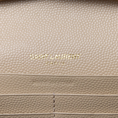 Saint Laurent Grain De Poudre Matelasse Chevron Monogram Chain Wallet Nude Powder 6 of 8