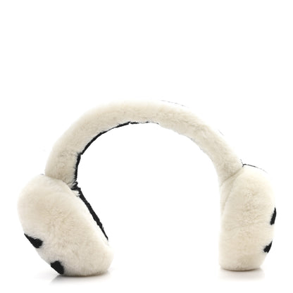 Chanel Shearling CC Ear Muffs Black White 1 of 6