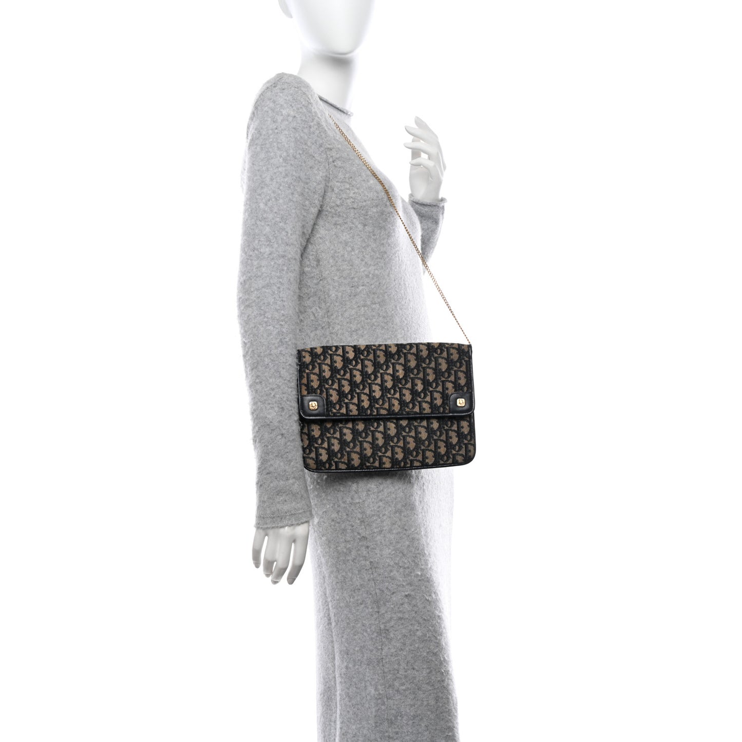 CHRISTIAN DIOR Monogram Chain Flap Blue