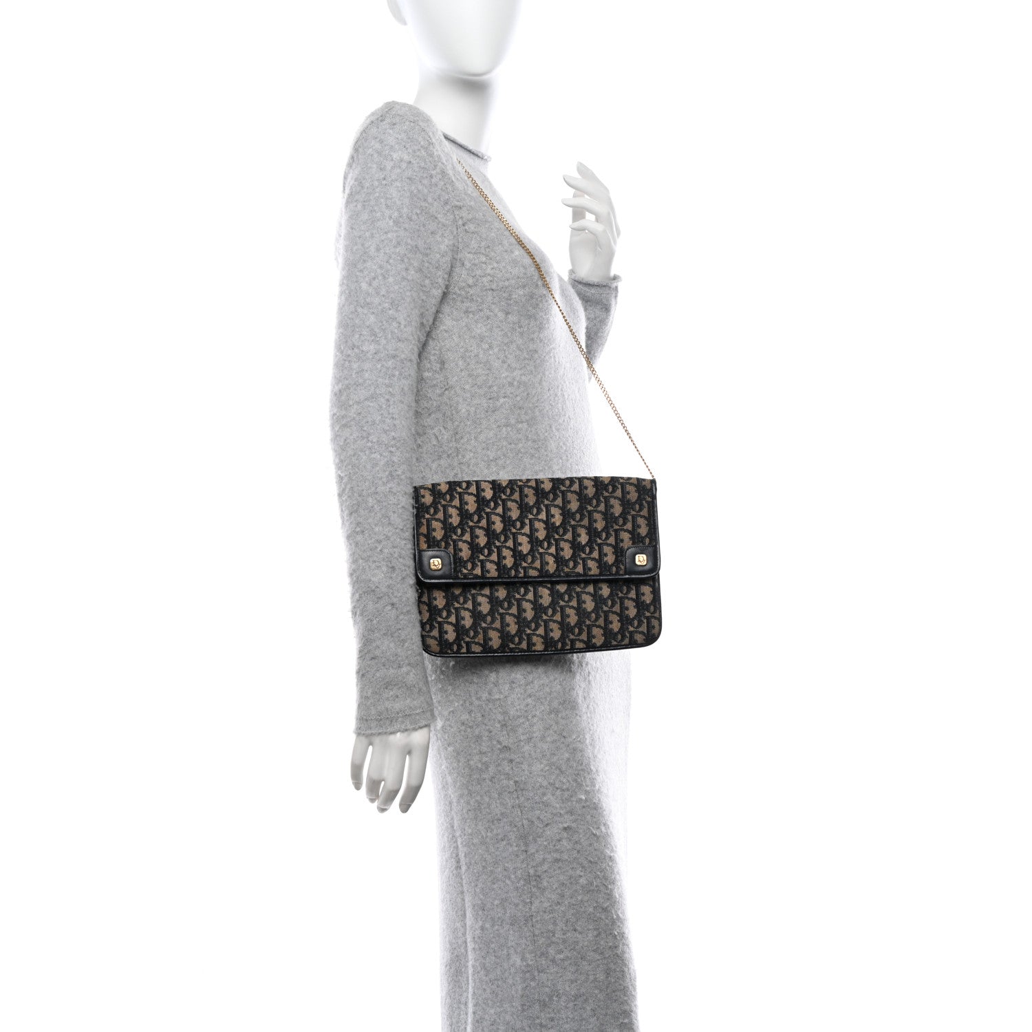 Christian Dior CHRISTIAN DIOR Monogram Chain Flap Blue 2 of 13
