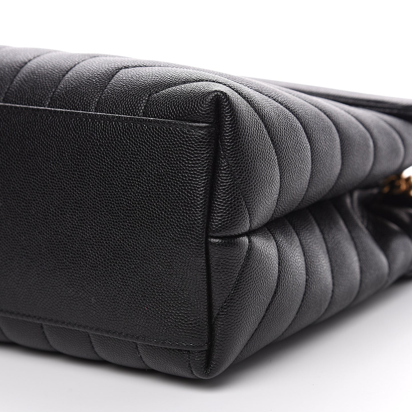 Grain de Poudre Calfskin Y Quilted Monogram Medium Loulou Chain Satchel Black