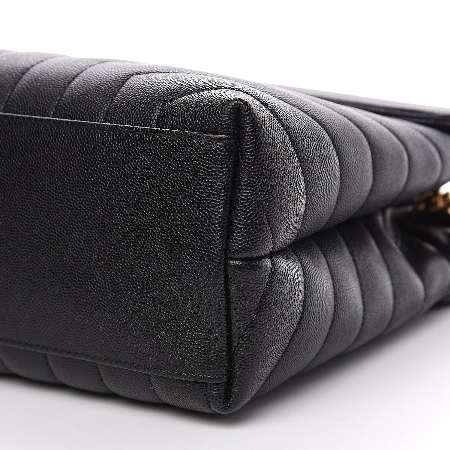 Saint Laurent Grain de Poudre Calfskin Y Quilted Monogram Medium Loulou Chain Satchel Black 9 of 9