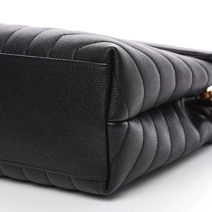 Saint Laurent Grain de Poudre Calfskin Y Quilted Monogram Medium Loulou Chain Satchel Black 9 of 9