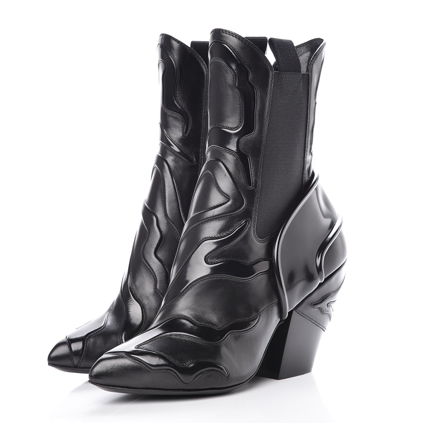 Calfskin Patent Monogram Fireball Ankle Boots 36.5 Black