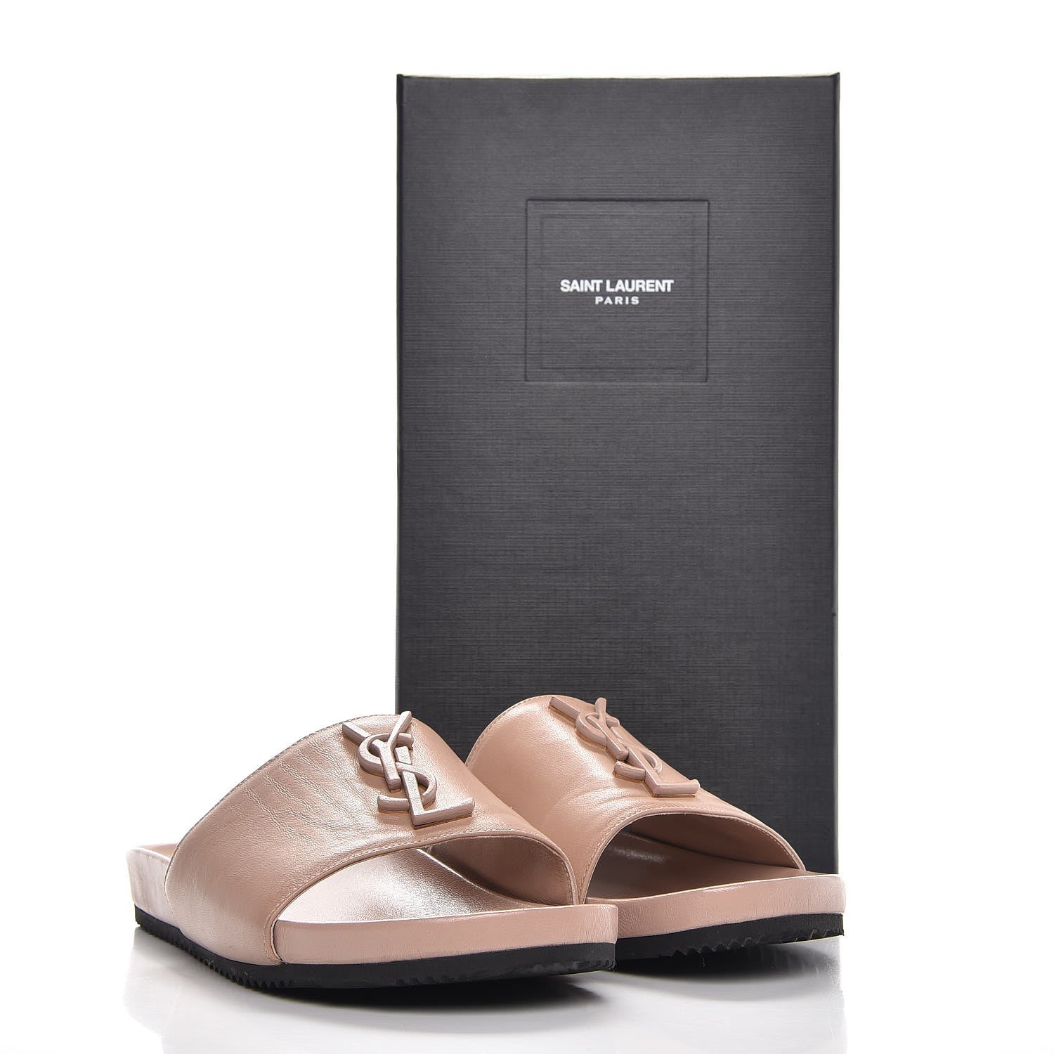 Saint Laurent Lambskin Joan Slide Sandals 38 Nude 12 of 12