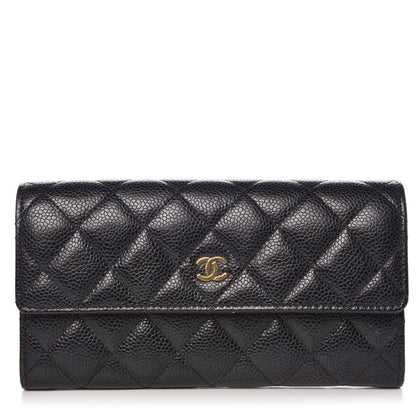 Chanel Caviar Quilted Large Gusset Flap Wallet Black 1 of 11