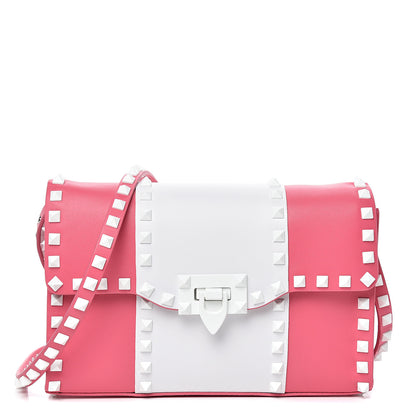 Valentino Garavani Vitello Colorblock Medium Free Rockstud Flip Lock Crossbody Bag Shadow Pink Optic White 1 of 10